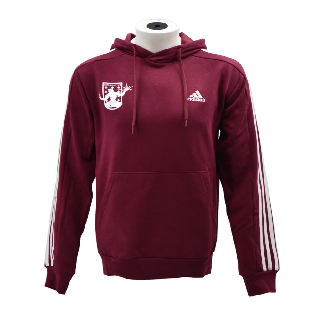 ADIDAS 3S‎ FOOTBALL SOCCER FLEECE HOODIE MAROON GOLD #3 NWT Size XL